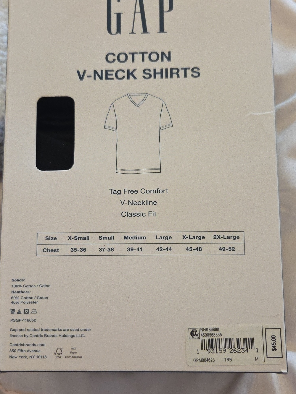 New In Box GAP Men's Black V-Neck Cotton T-Shirt (3 Pack) - Picture 2 of 3